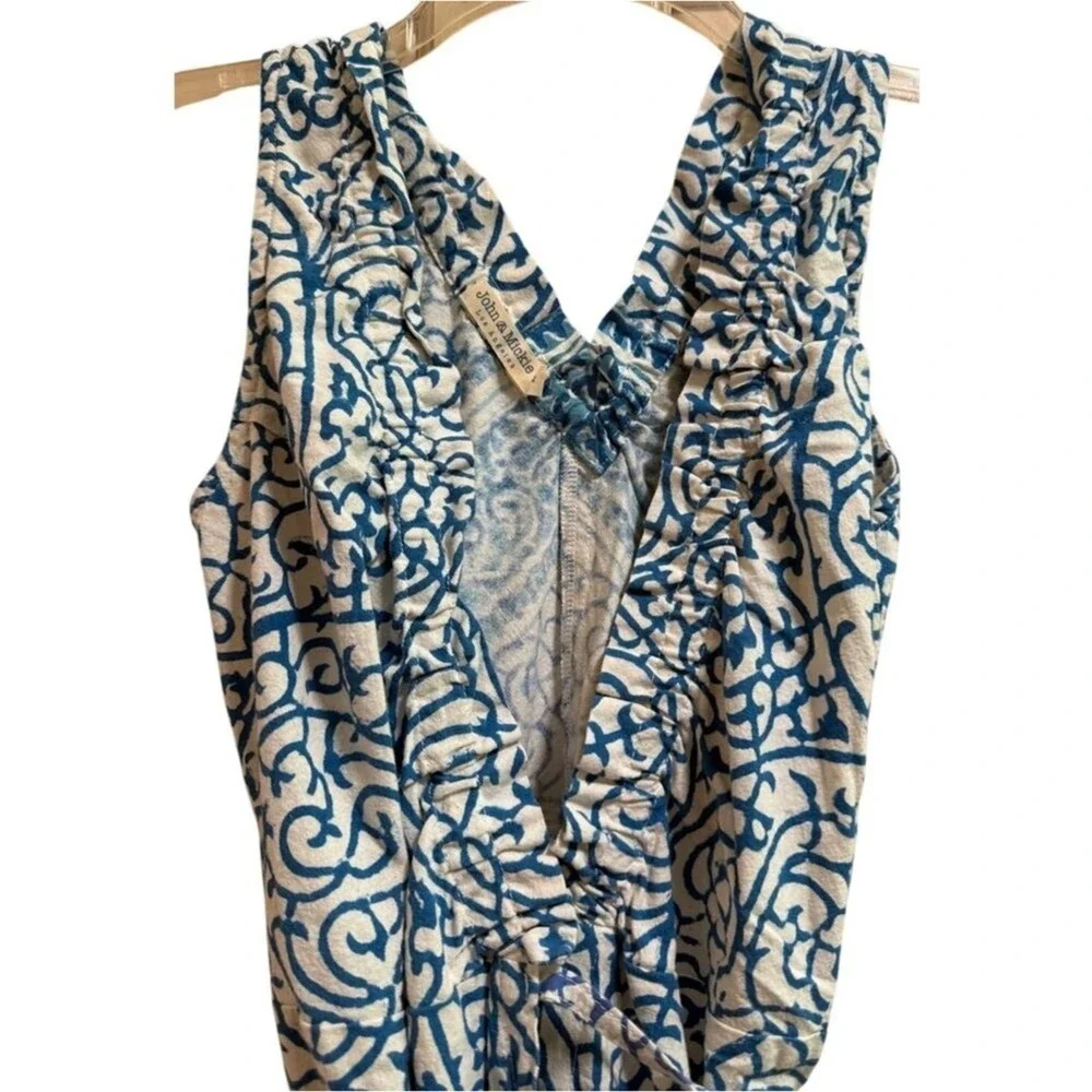 John & Mickie blue and white Print Cotton Maxi Wrap Dress Size 2 - Picture 8 of 14
